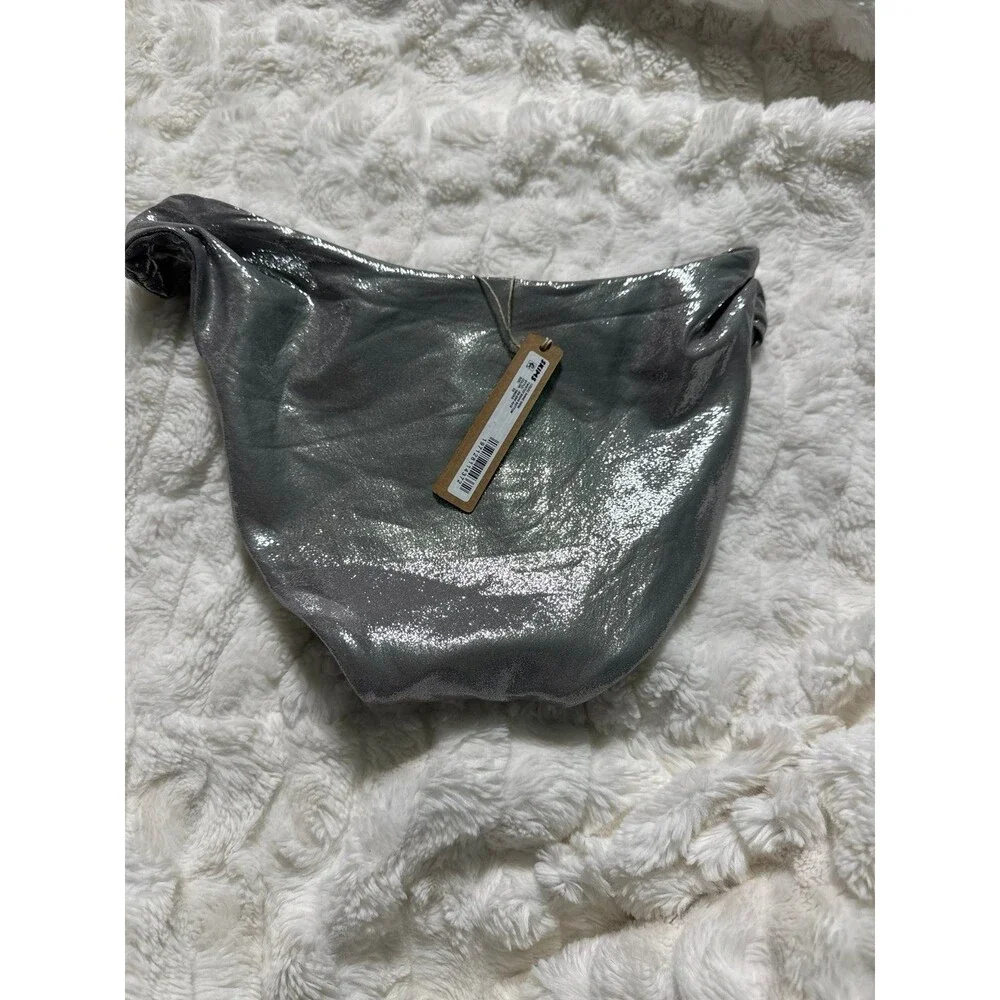 SKIMS Metallic Silver-Cream Bikini Bottom no tags